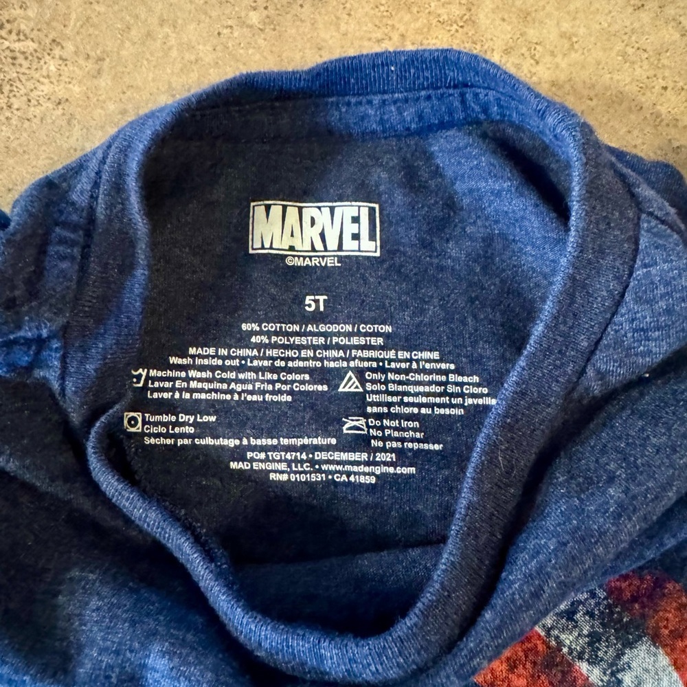 Marvel Captain America Kids Navy Blue Graphic Short Sleeve T-Shirt, Boys 5T - Picture 5 of 5